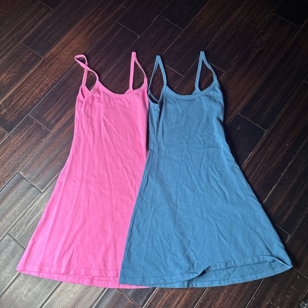 Spaghetti strap mini dress Los Angeles Apparel casual cotton California 2 pairs